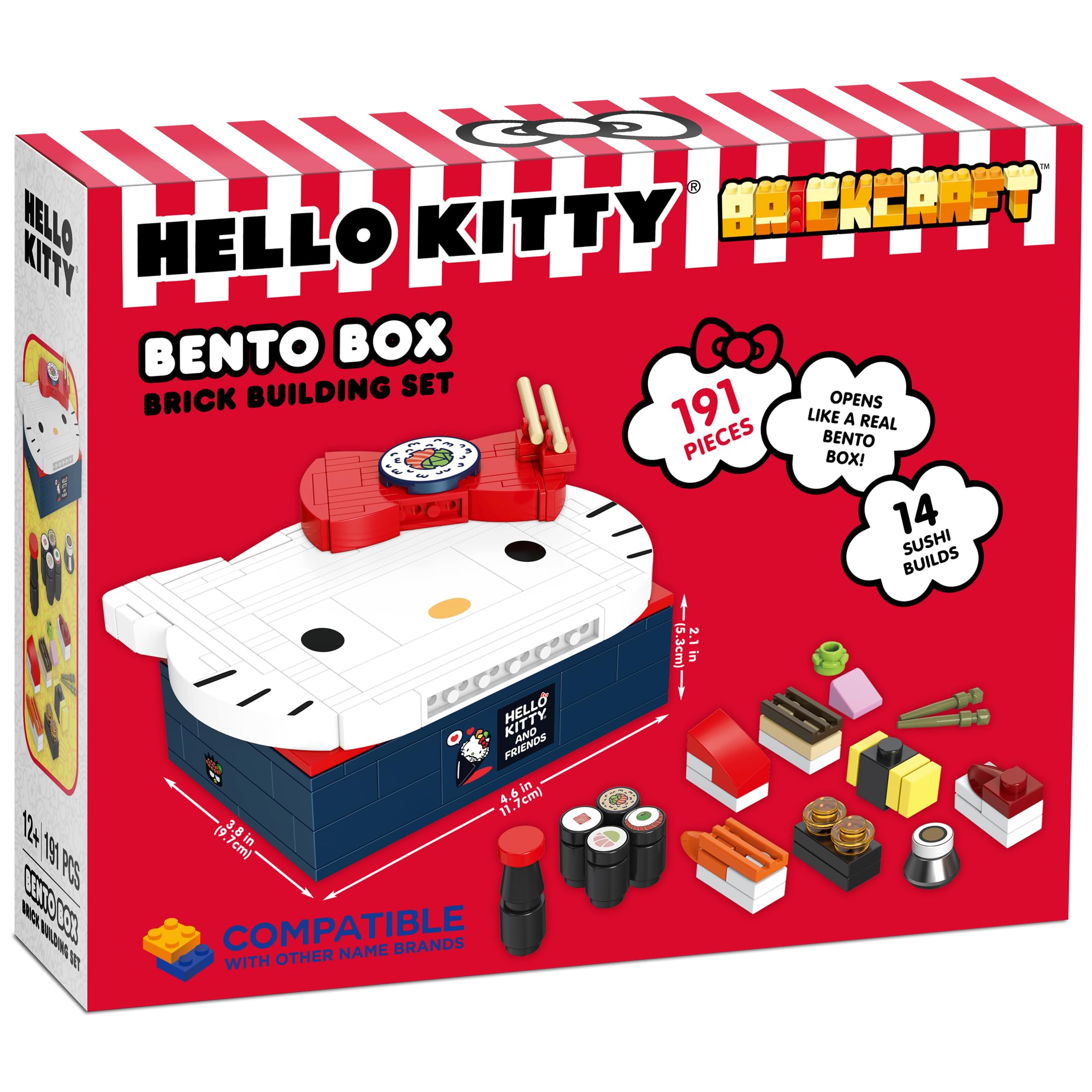 Brickcraft Hello Kitty bento box decor-ready display on desks or shelves
