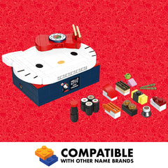 Brickcraft Hello Kitty Bento Box with open lid enables dynamic meal prep play