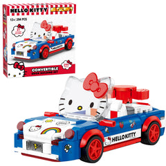 Brickcraft Hello Kitty convertible car front view showing the detailed face and bright colors.