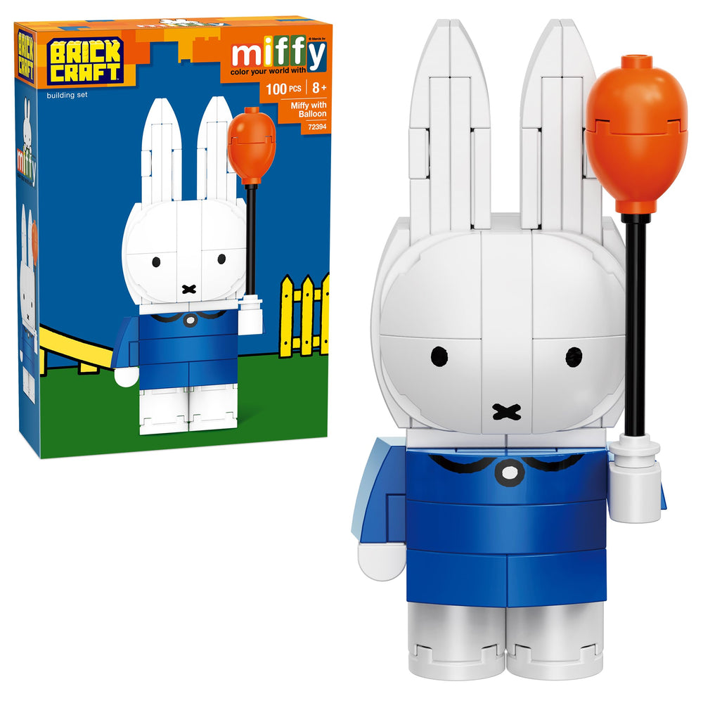 Brickcraft Miffy with Balloon assembly, a playful blue-dress bunny coming together