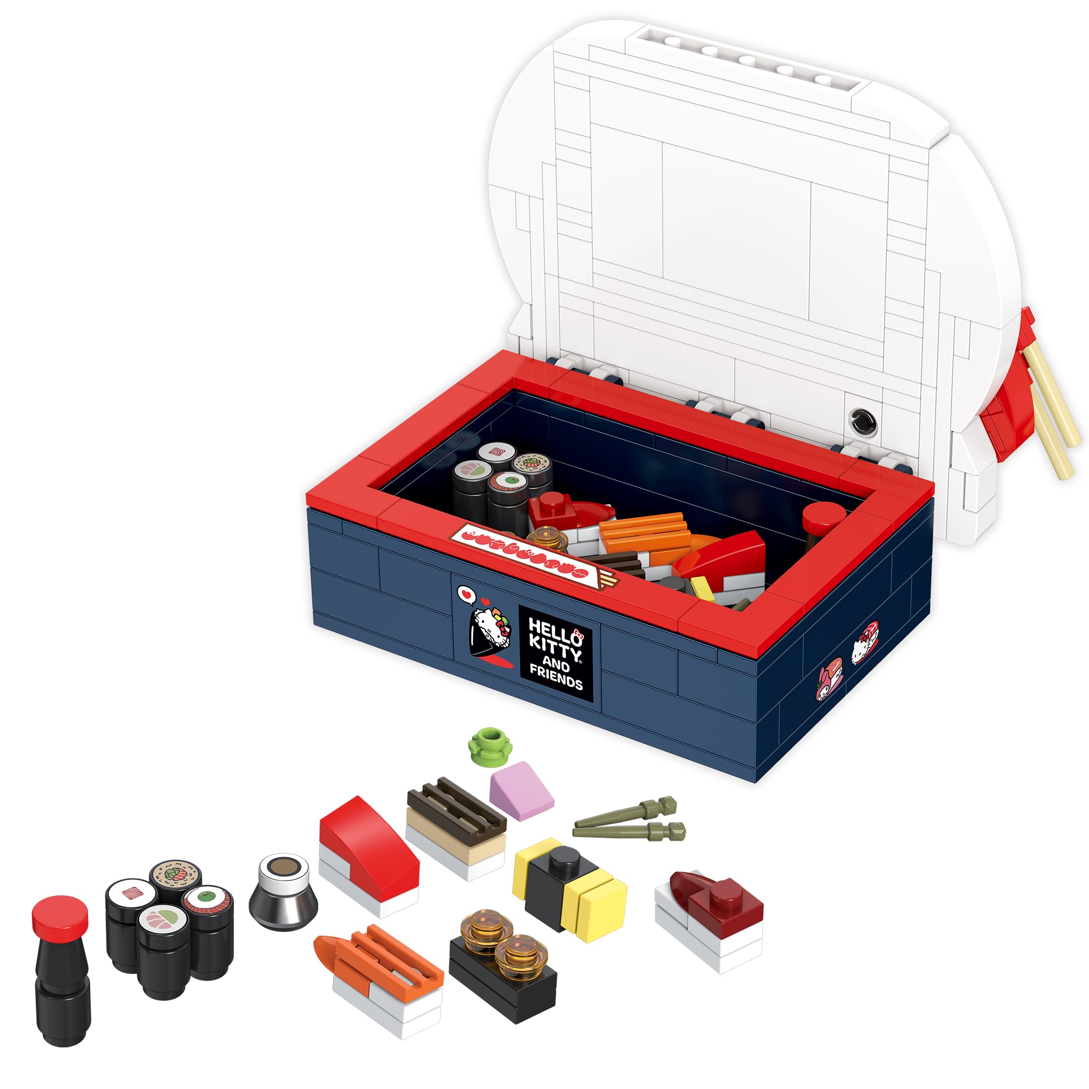 Brickcraft Sanrio mini sushi builds for interactive display