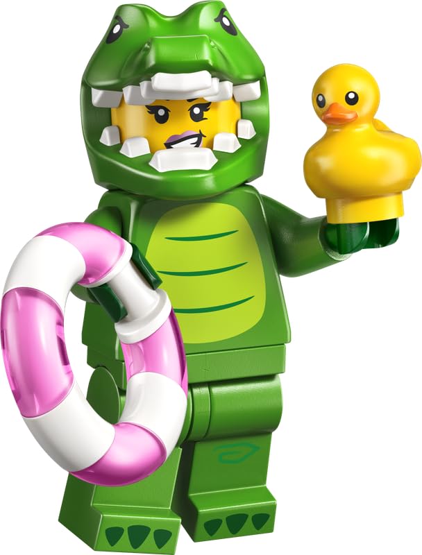 BrickFlip crocodile costume mini figure promotes imaginative play and storytelling.