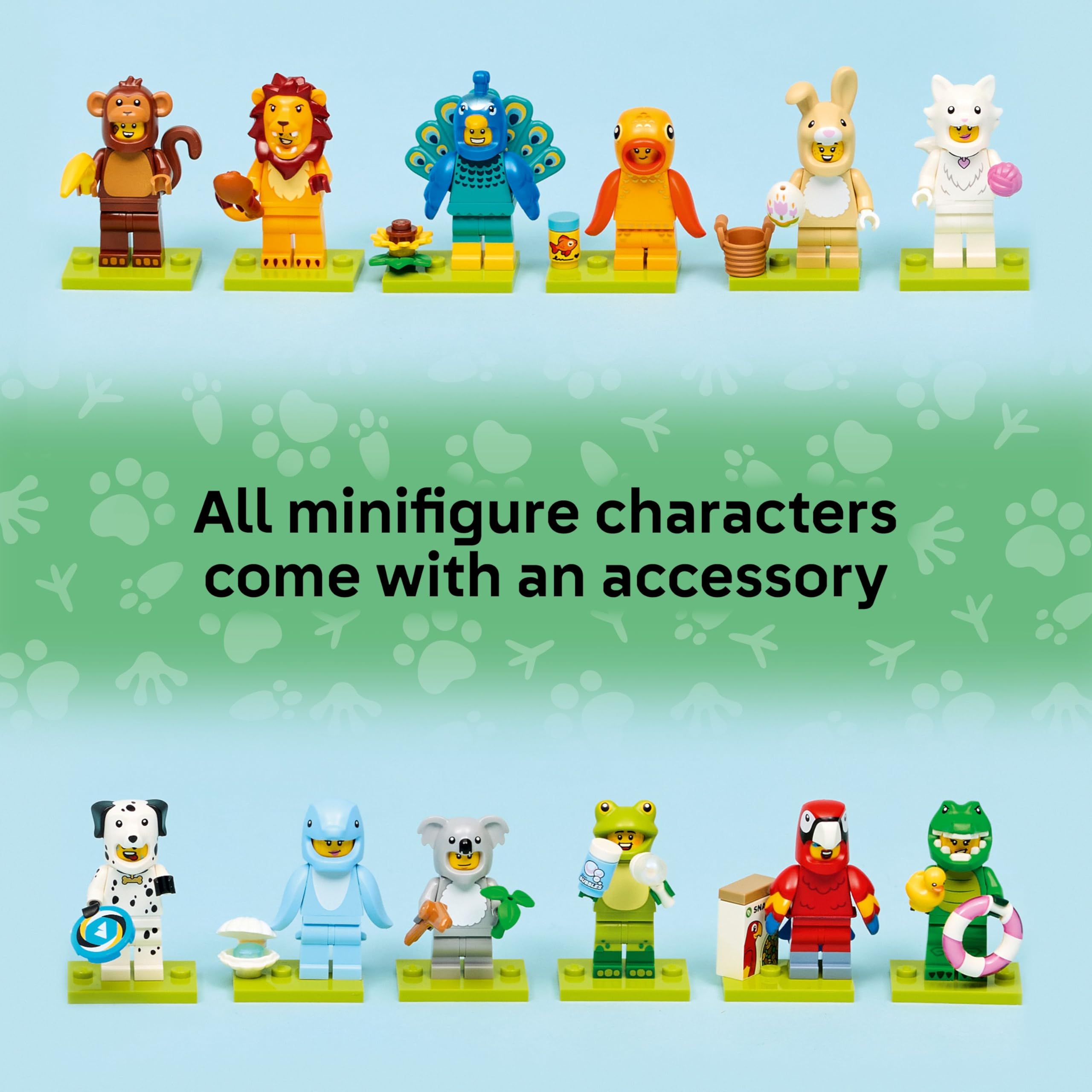 BRICK Flip frog minifigure with accessory for creative role play