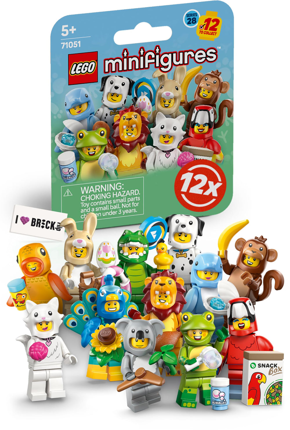 BRICK Flip parrot minifigure with printed tile for imaginative play