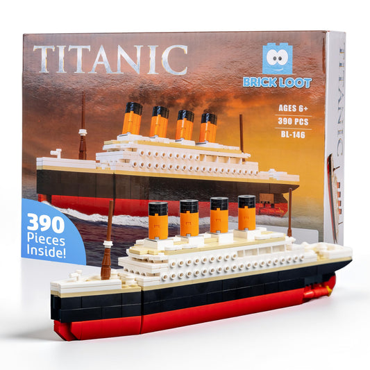 Brick Loot Titanic building set hero view shows detailed model for display.