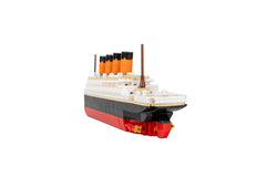 Brick Loot Titanic ship model on shelf serves as a compact centerpiece.