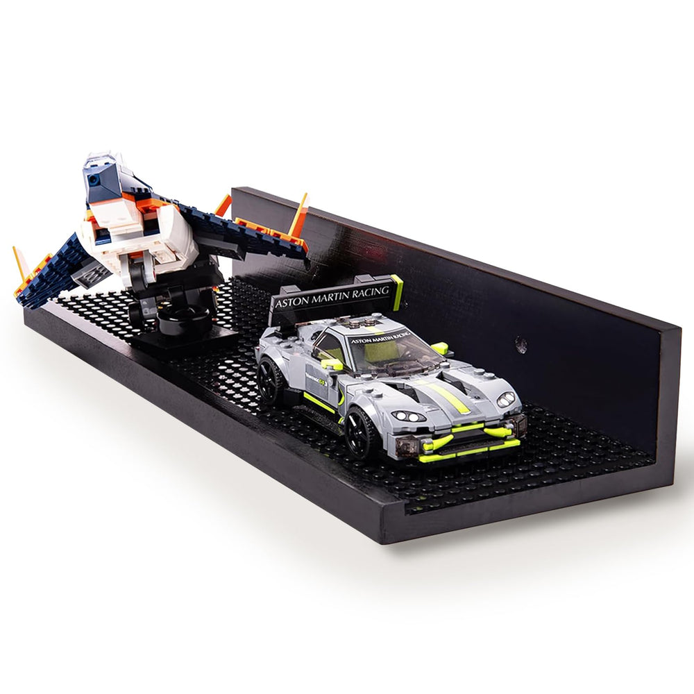 Brickmaster Displays closeup view of display setup ideal for organizing brick collections.