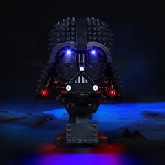 Brickshining Darth Vader helmet 75304 light kit assembly enhances display brightness.