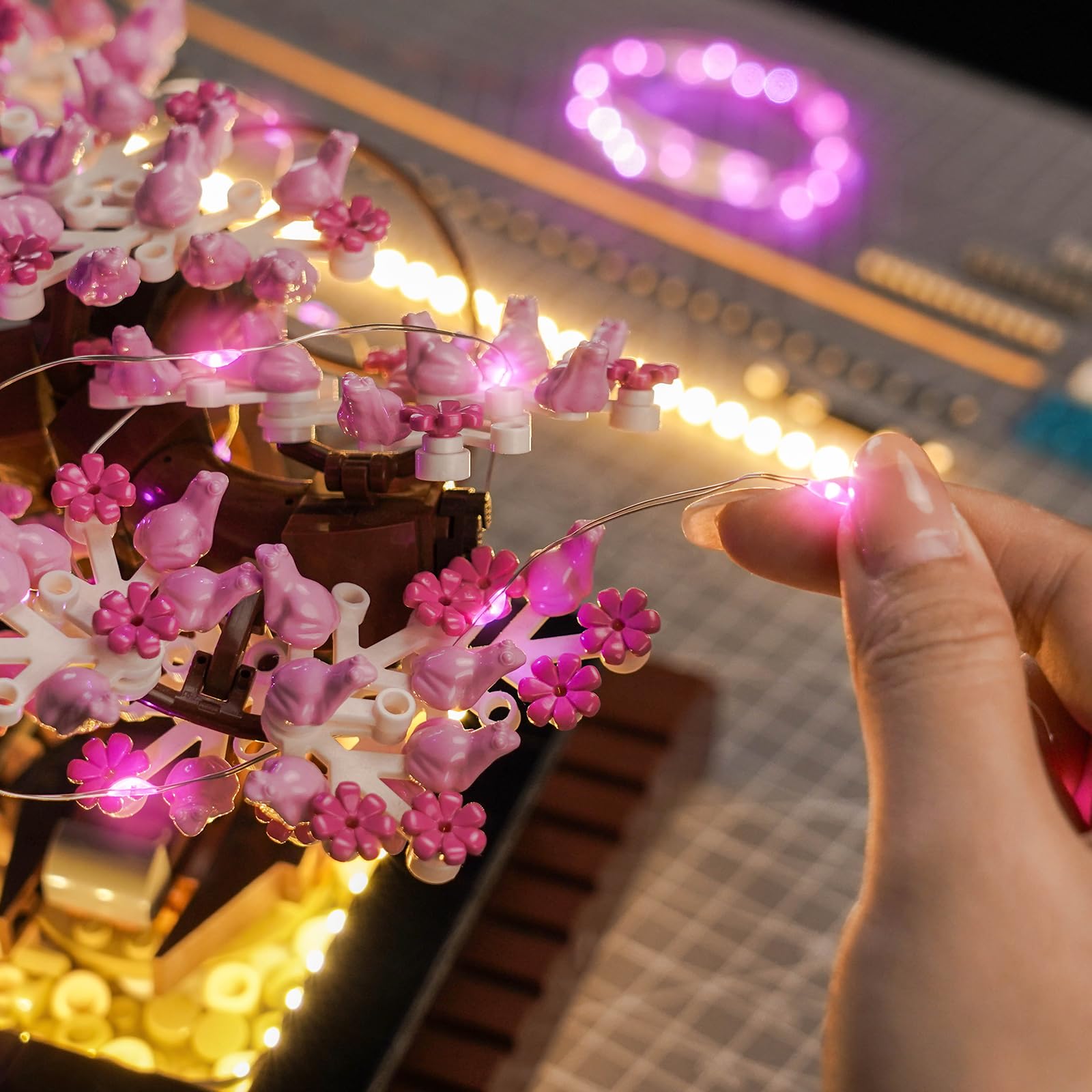 Brickshining LED kit Bonsai 10281 in action highlights gentle glow