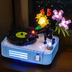Brickshining LED lighting kit front view illuminates the decorative record player