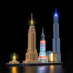 Brickshining LED lighting kit for NYC 21028 assembly highlights detail with subtle ambience