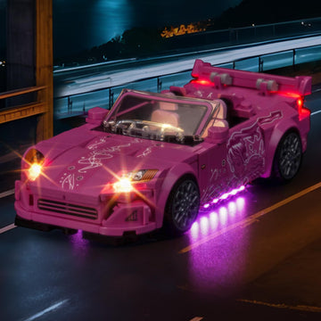 Brickshining LED lighting for Speed Champions S2000 front view enhances display visibility.