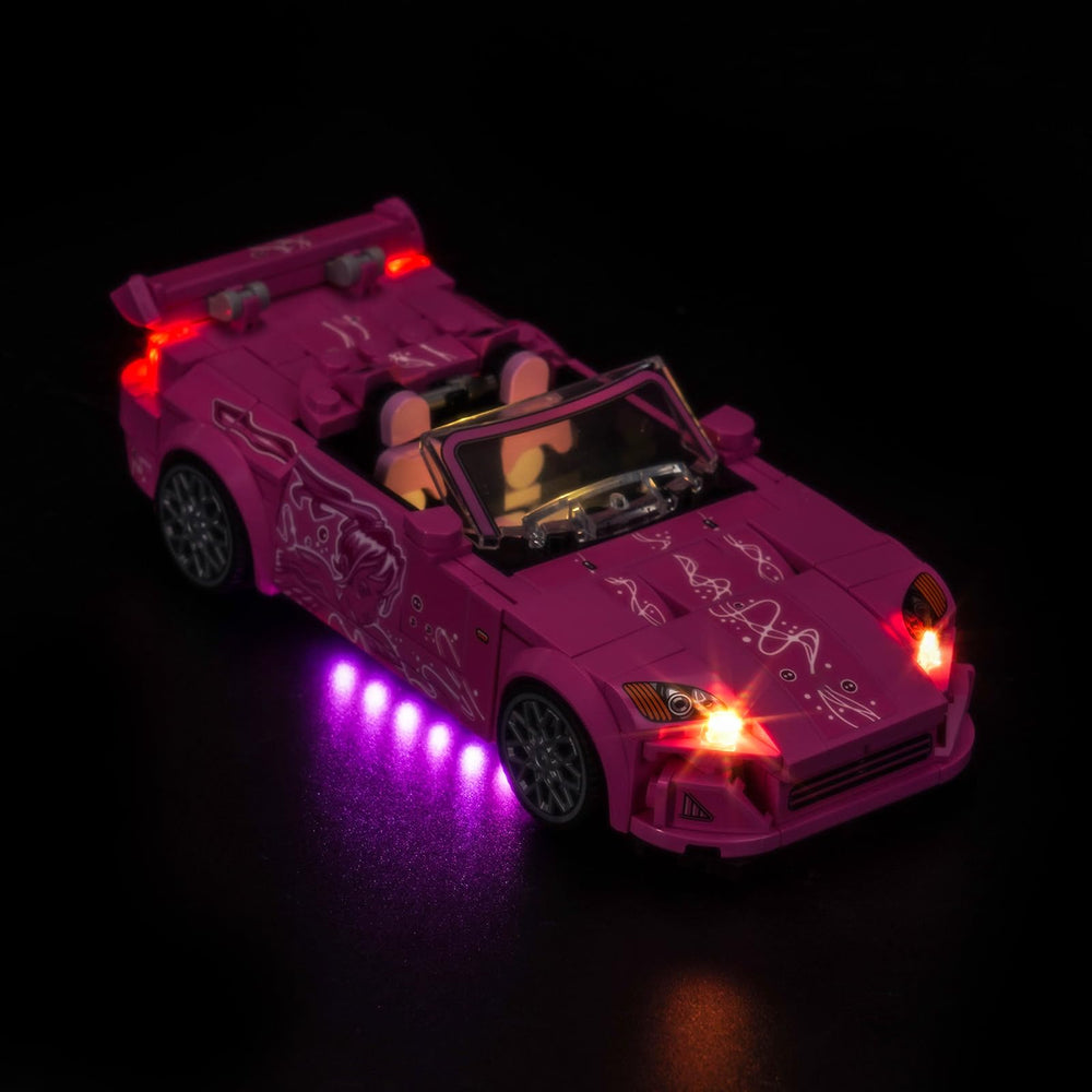 Brickshining LED lighting for Speed Champions S2000 side view improves showcase depth.