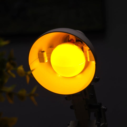 Brickshining Luxo Jr. dimmer switch allows mood lighting adjustments.