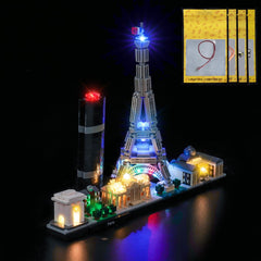 Brickshining Paris Skyline lights—fully lit model enhances room ambiance.
