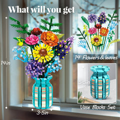 BrickTribe completed bouquet in a vase for display