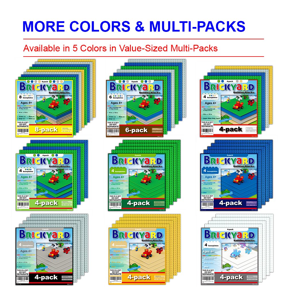 Brickyard baseplates colorful multipack for color-coordinated builds