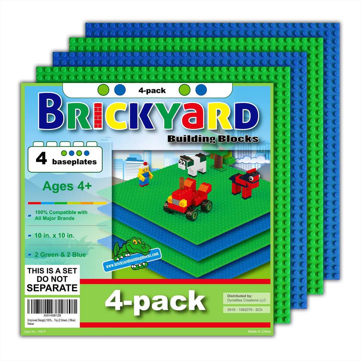 Brickyard baseplates green 10x10 pack for versatile LEGO-compatible play and display