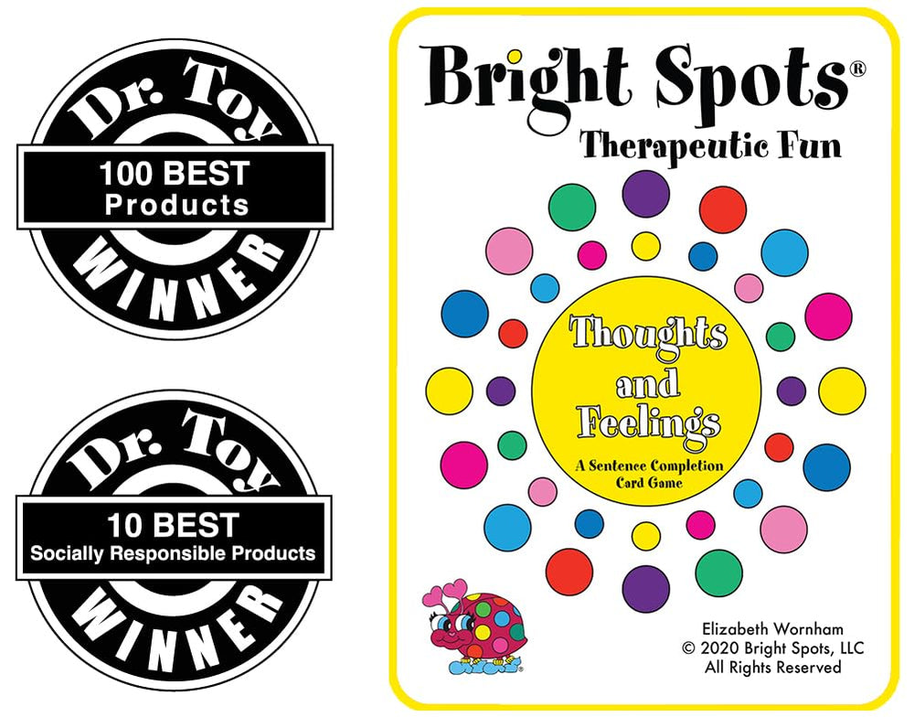 Bright Spots Thoughts and Feelings deck of cards shown in hand for expressive conversation prompts