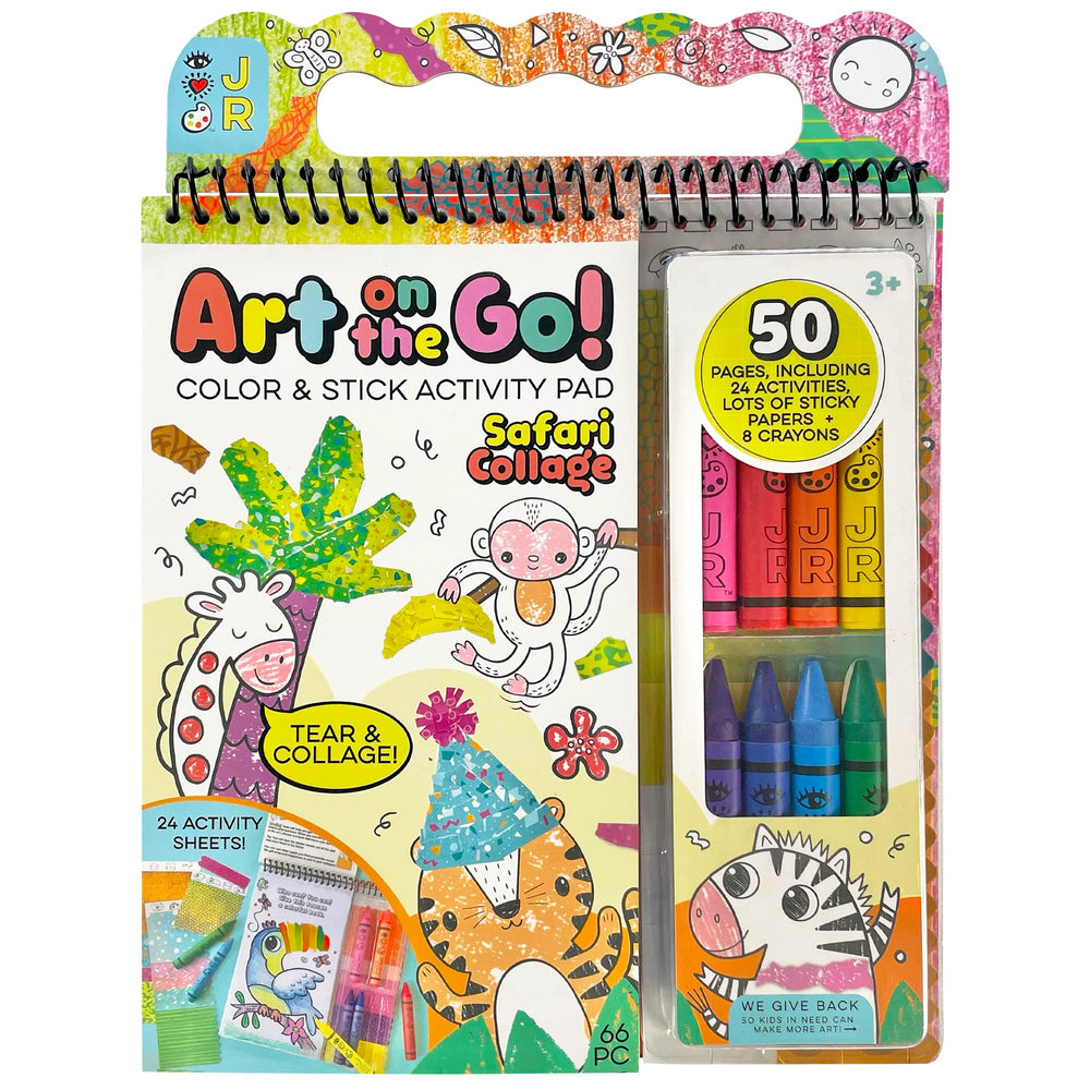Bright Stripes Art on the Go cover featuring jungle collage kit for travel fun