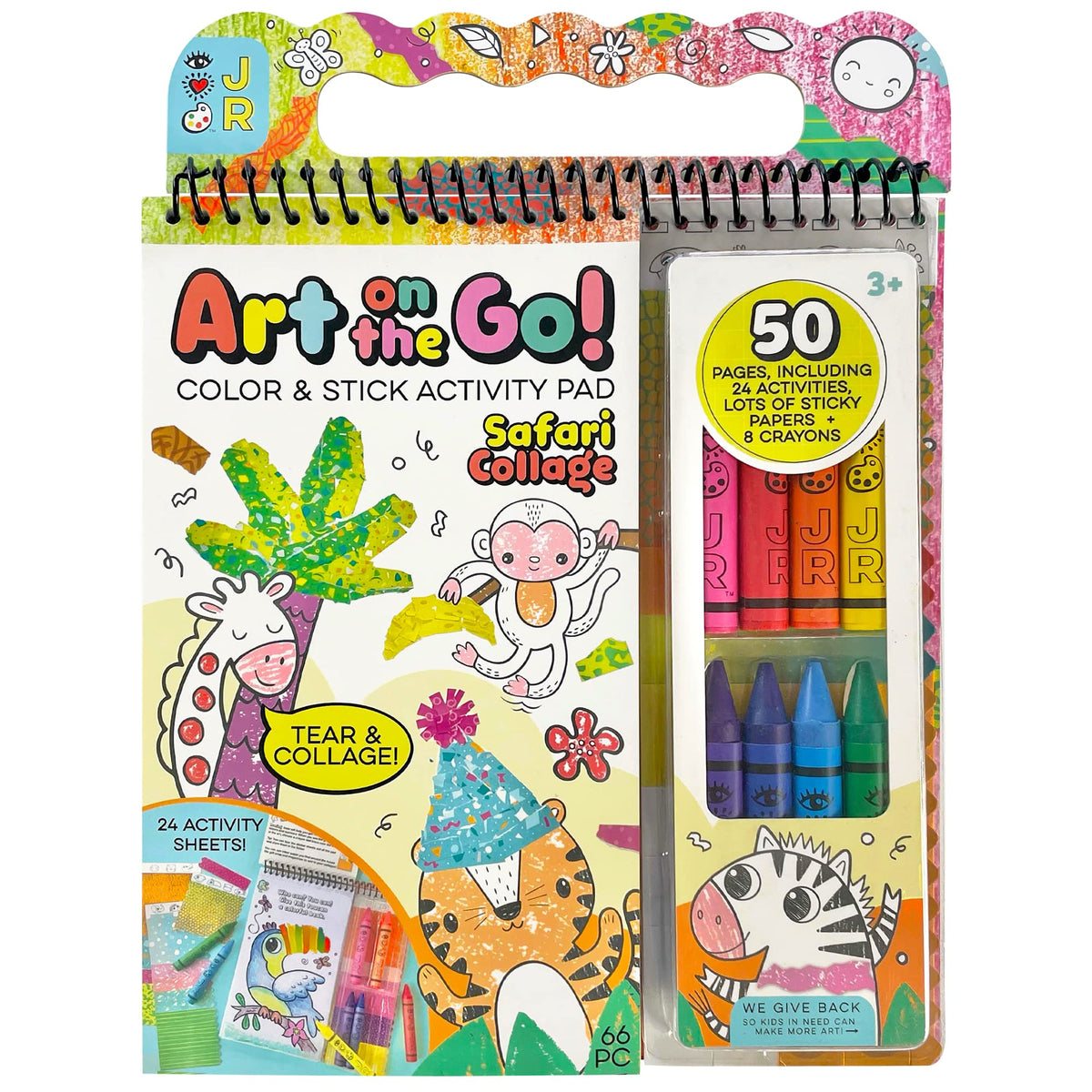 Bright Stripes Art on the Go cover featuring jungle collage kit for travel fun