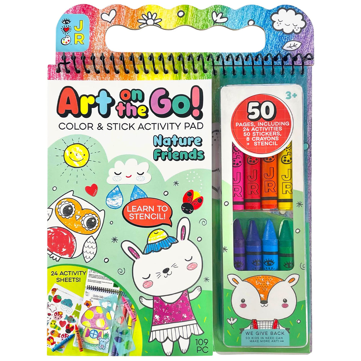 Bright Stripes Nature Theme Travel Kit crayons for mess-free coloring on the go