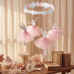 BrightRow pink-tulle ballerina ornaments for dreamy princess party decor