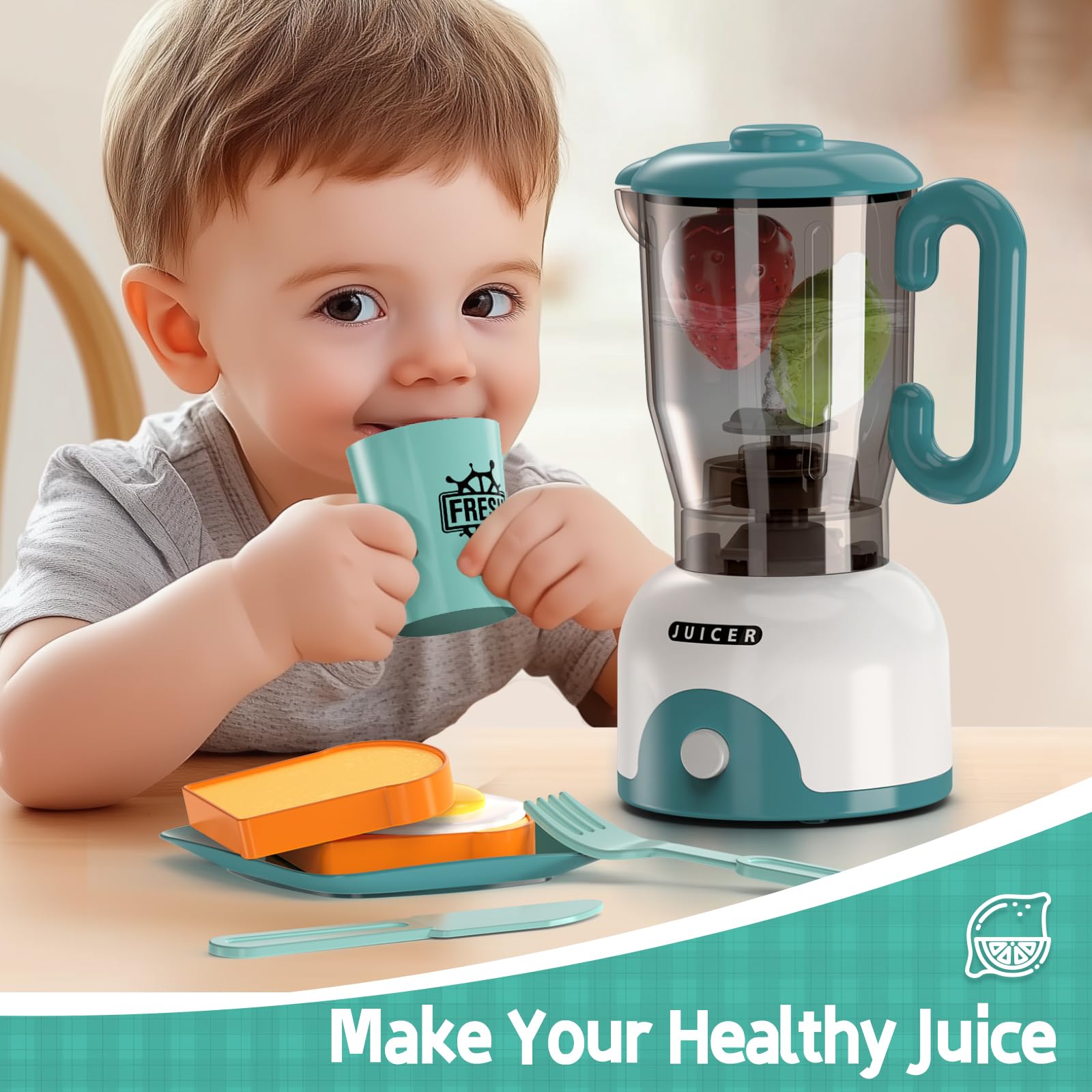 BRIGPICIOUS play kitchen dining ware enhances mealtime-based pretend play.
