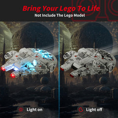 BRIKSMAX 2.0 light kit for Lego Millennium Falcon keeps cables tidy.