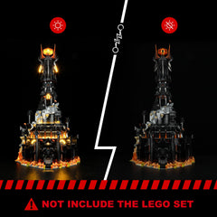 BRIKSMAX Barad-dûr light kit packaging showcases easy setup for collectors.