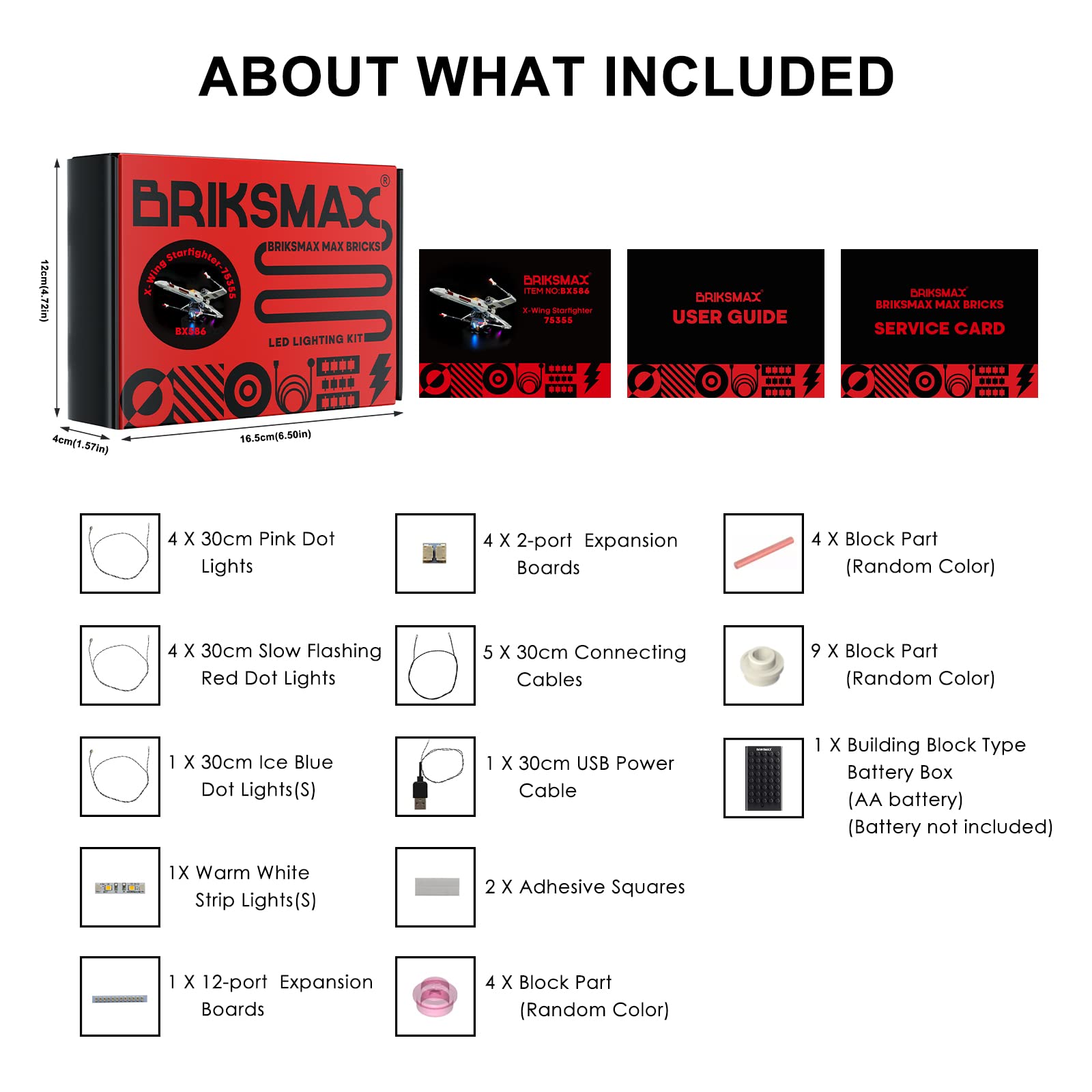 BRIKSMAX LED lighting kit for 75355 X-Wing nose light improves visibility.
