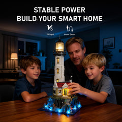 BRIKSMAX LED kit delivers soft warm glow, ideal for evening display.