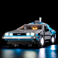 BRIKSMAX light kit powers the Back to the Future 10300 display with brighter detail.