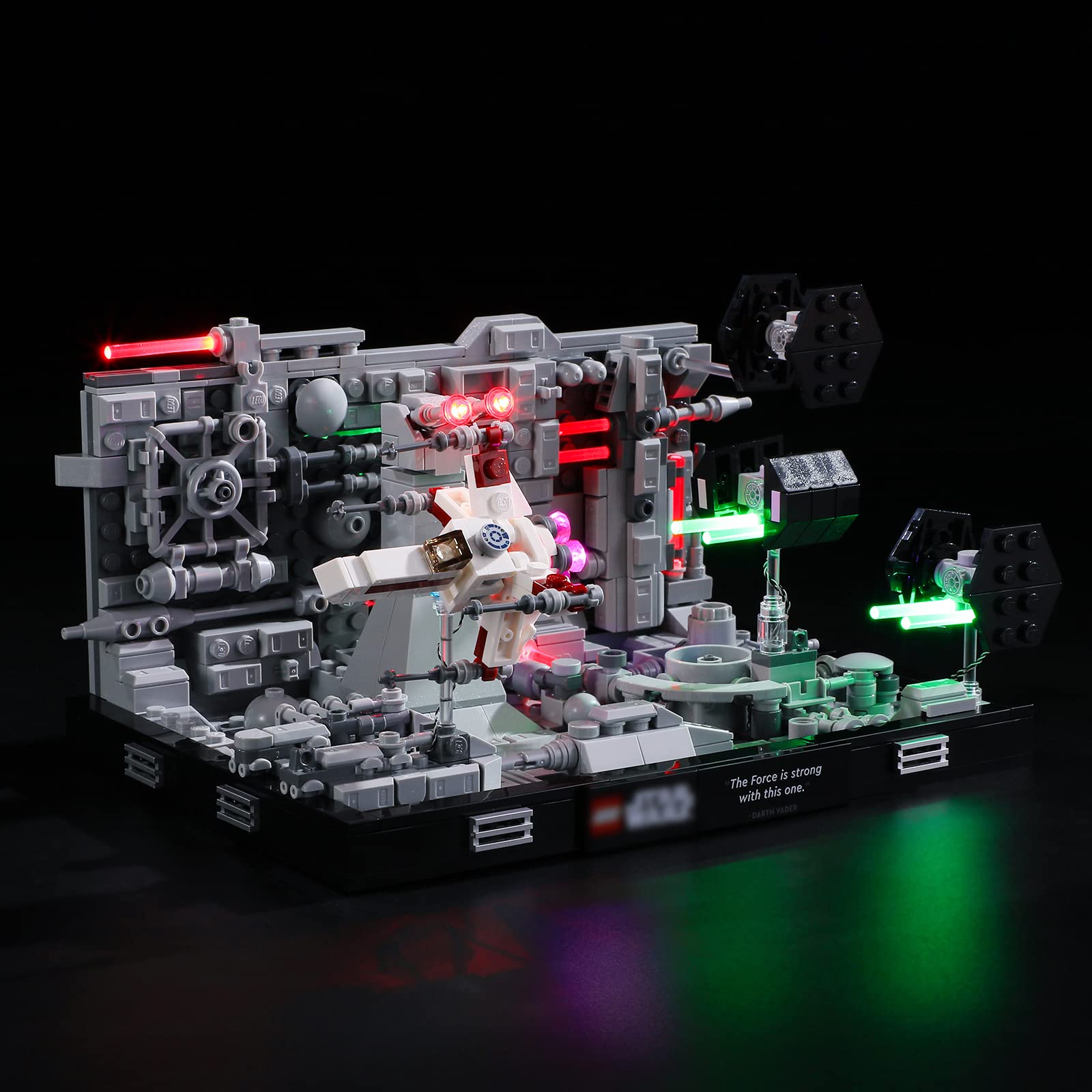 BRIKSMAX light for Death Star trench run diorama front view with vivid illumination