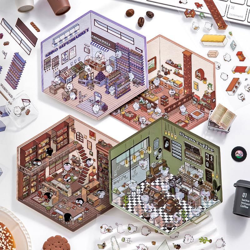 BRINTRUNG 4D house sticker supermarket scene 1 for creative relaxation.