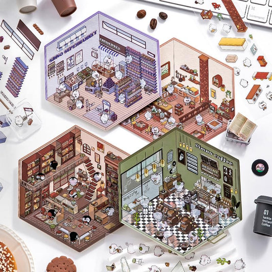 BRINTRUNG 4D house sticker supermarket scene 1 for creative relaxation.
