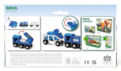 BRIO 36111 Special Edition Wagon carrying the Triceratops during adventures.