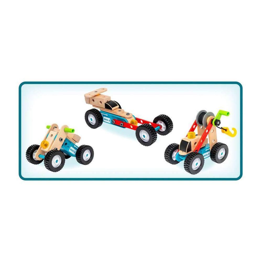 BRIO Builder beech wood parts provide durable tactile pieces.