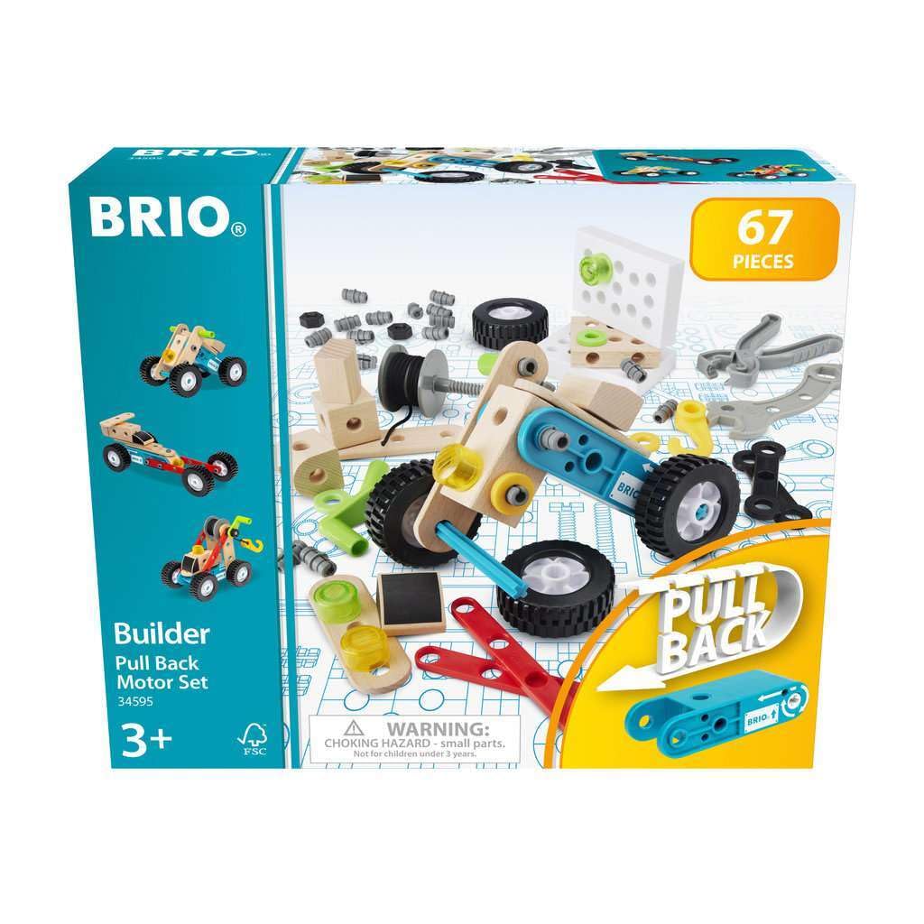BRIO Builder large wheels add stability and motion.
