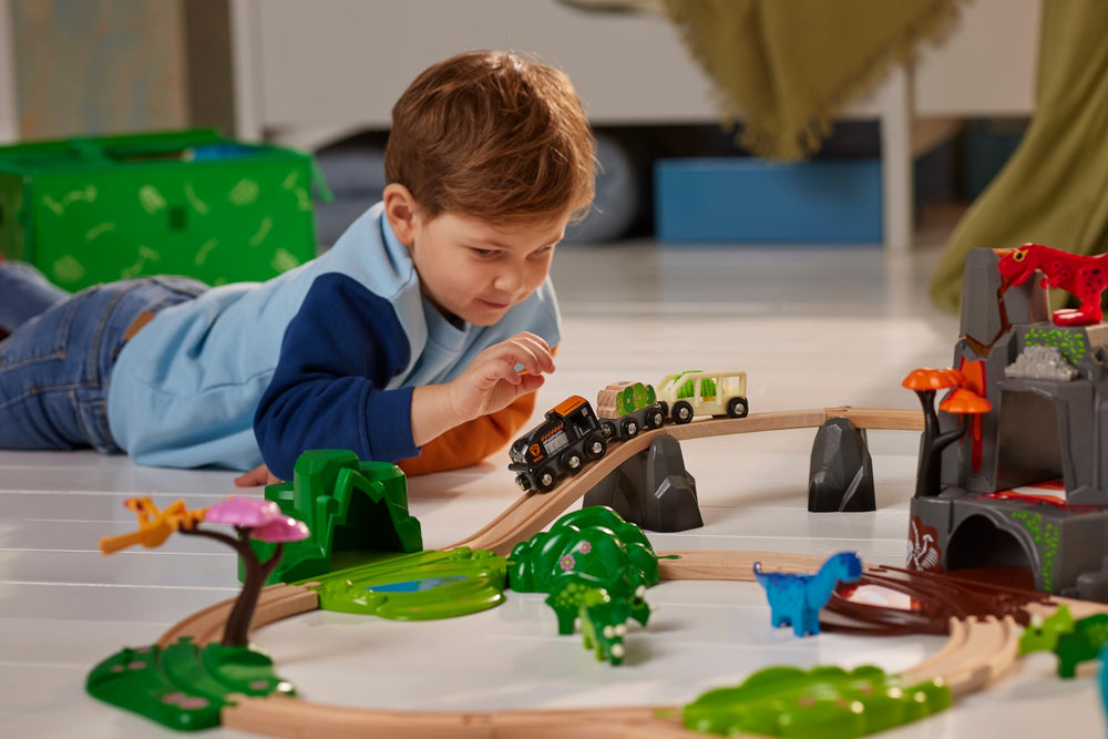 BRIO dinosaurs with movable limbs sparking storytelling and fine motor play.