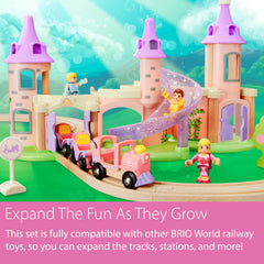 BRIO Disney Princess Castle Set castle-tower-details add charming realism to playtime.