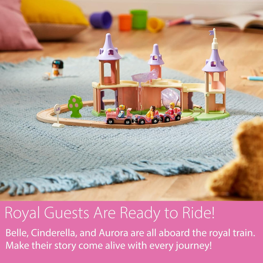 BRIO Disney Princess Castle Set wooden-tracks provide easy compatibility with BRIO ecosystems.