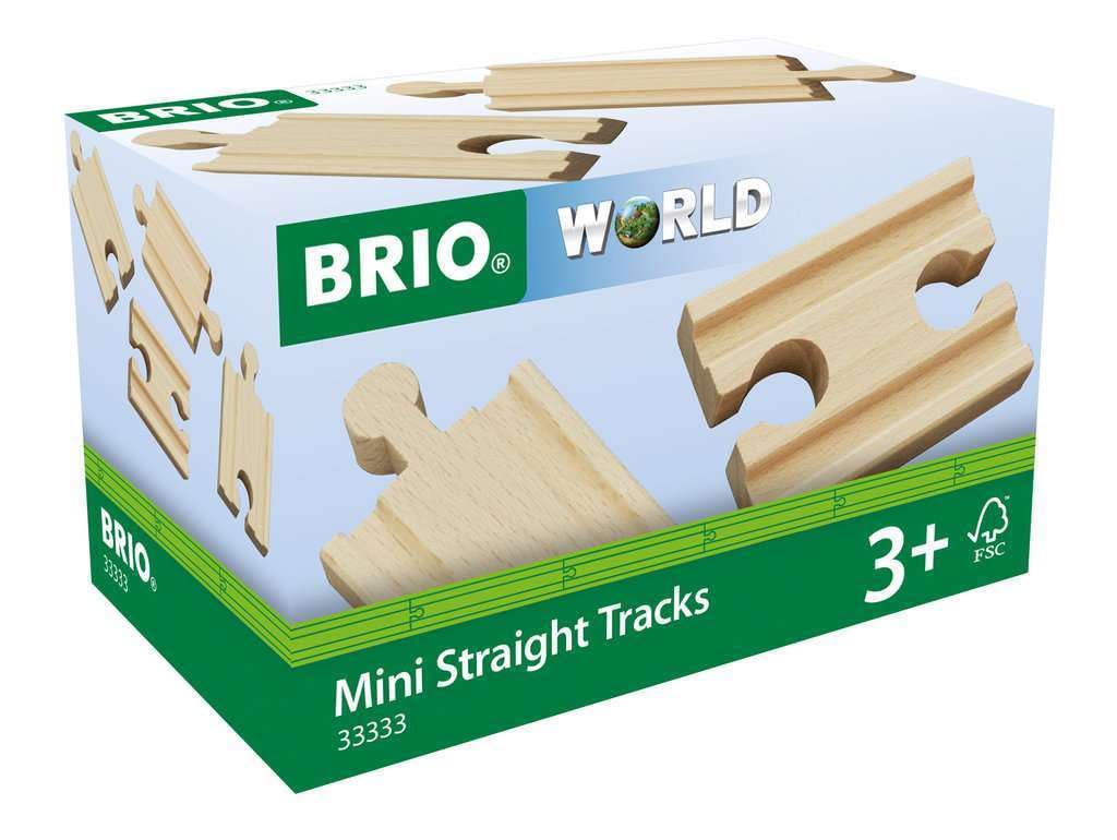 BRIO mini straight tracks extend a BRIO railway for creative play.