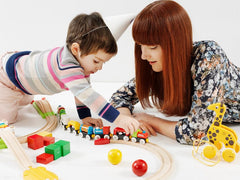 BRIO My First Railway Beginner Pack rainbow bridge enables colorful, engaging track expansions.