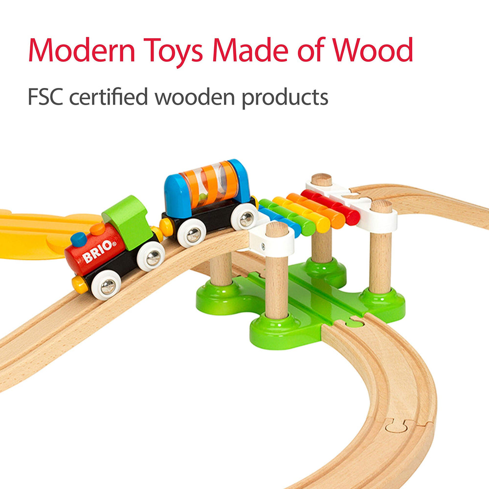 BRIO My First Railway Beginner Pack easy-clean surfaces simplify tidy-up routines.