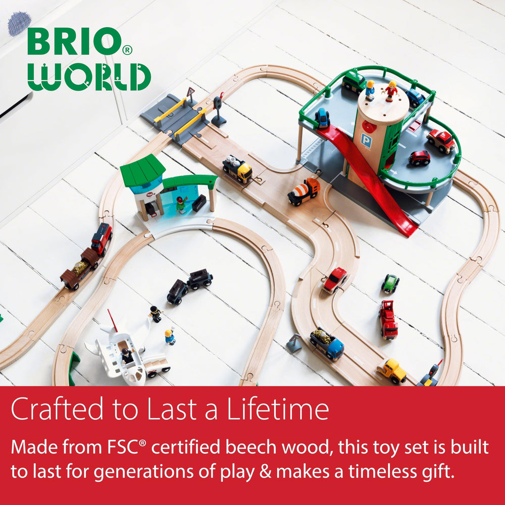 BRIO FSC-certified wood emphasizes sustainable craftsmanship for long-lasting fun.