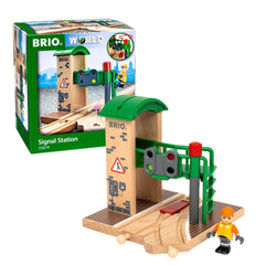 BRIO Signal Station control room directs trains with a tactile red knob.