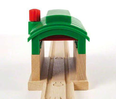 Brio Train Garage doors closed, creating a cozy maintenance hub.