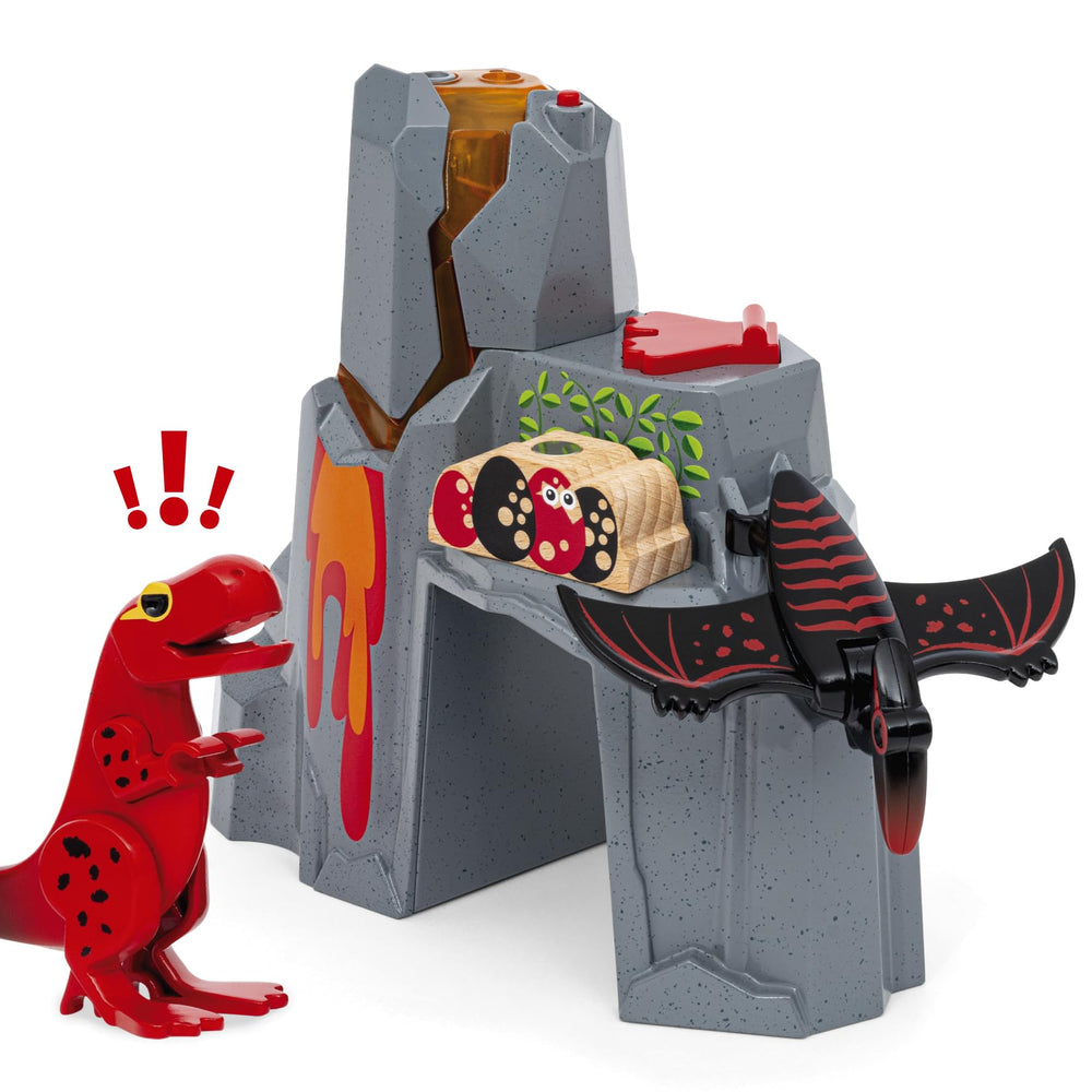 BRIO volcano peak explosion reveals dinosaur centerpiece for exciting play