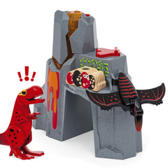BRIO volcano peak explosion reveals dinosaur centerpiece for exciting play